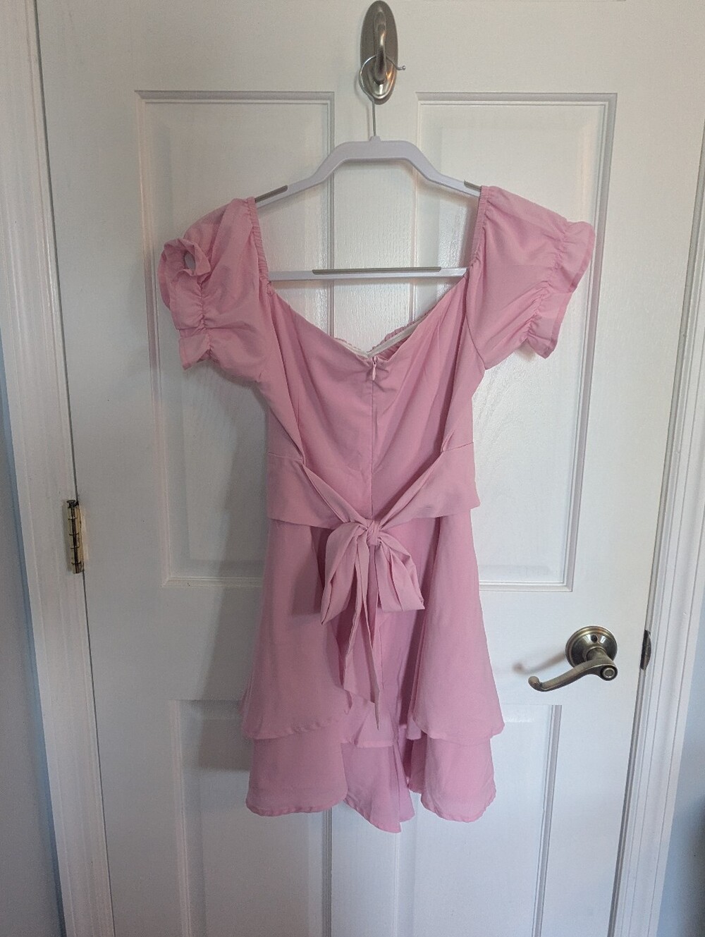 Pink Off The Shoulder Ruffle Romper - Picture 3 of 3
